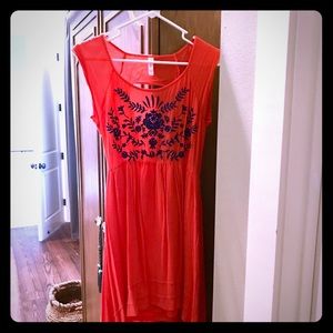 Hi-Lo Embroidered Dress